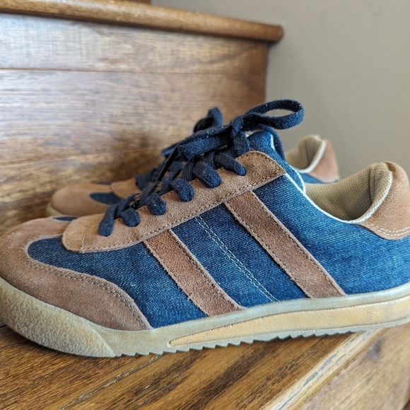 Aldo denim & tan suede Y2K vintage sneakers Euro 39 Approximately US 8 - Picture 3 of 12